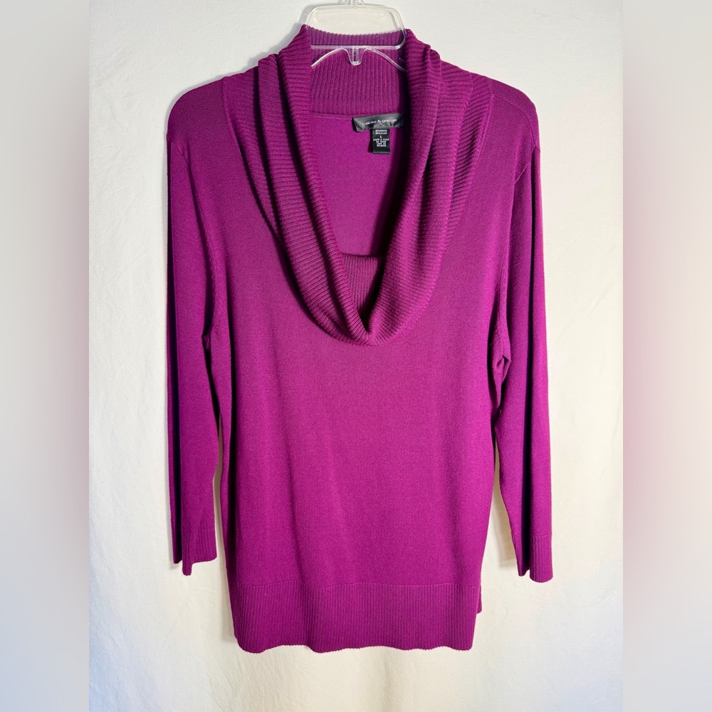 Cable & Gauge Magenta Cowl Neck Sweater